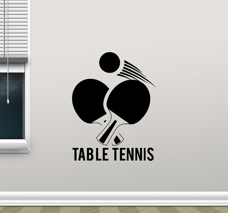 Table Tennis Illustration - 탁구 벽 스티커 탁구 스포츠 비닐